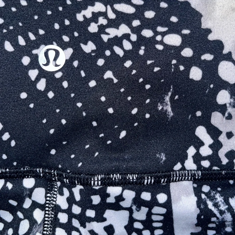Lululemon Wunder Under Crop III *Full-On LuonStatic Mist White Black Leggings
